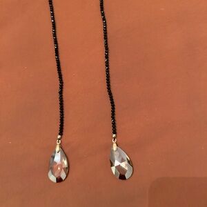 Extra long black beaded necklace